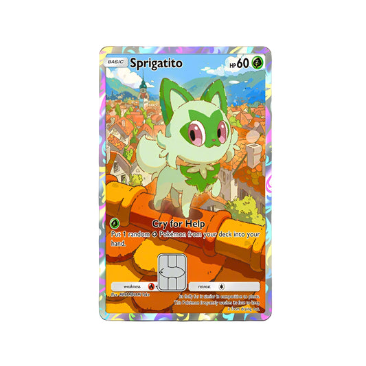 Holographic Sprigatito Pokemon Card Skin