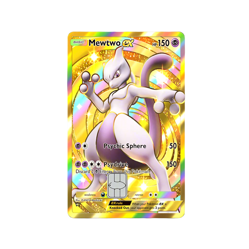 Holographic Gold Mewtwo Pokemon Card Skin